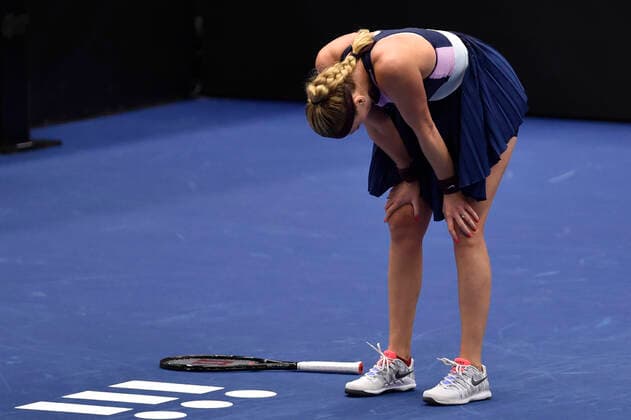 Czech Petra Kvitova in action during the WTA, Tennis Damen Agel Open 2022 women s tennis tournament match against Paula Badosa of Spain, on October 5, 2022, in Ostrava, Czech Republic. (CTKxPhoto JaroslavxOzana) CTKPhotoP2022100509106  JAO 74