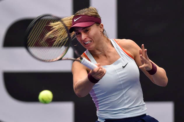 Paula Badosa of Spain in action during the WTA, Tennis Damen Agel Open 2022 women s tennis tournament match against Czech Petra Kvitova, on October 5, 2022, in Ostrava, Czech Republic. (CTKxPhoto JaroslavxOzana) CTKPhotoP2022100508393  JAO 58