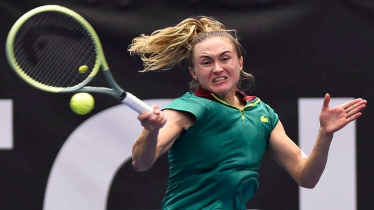 Aliaksandra Sasnovich of Belarus in action during the WTA, Tennis Damen Agel Open 2022 women s tennis tournament match against Elena Rybakina of Kazakhstan, on October 5, 2022, in Ostrava, Czech Republic. (CTKxPhoto JaroslavxOzana) CTKPhotoP2022100509898  JAO 81