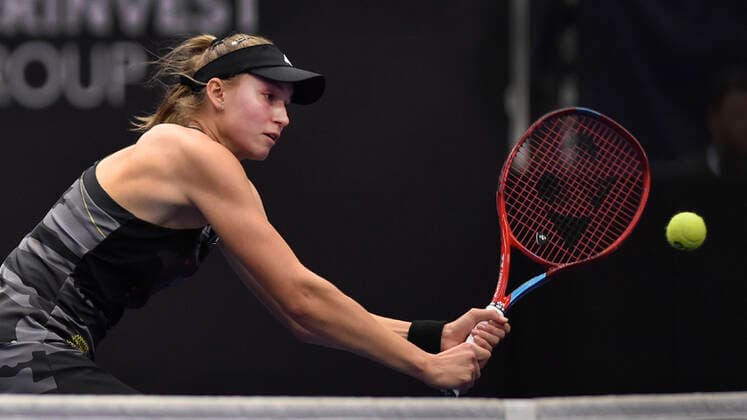 Elena Rybakina of Kazakhstan in action during the WTA, Tennis Damen Agel Open 2022 women s tennis tournament match against Aliaksandra Sasnovich of Belarus, on October 5, 2022, in Ostrava, Czech Republic. (CTKxPhoto JaroslavxOzana) CTKPhotoP2022100509965  JAO 84