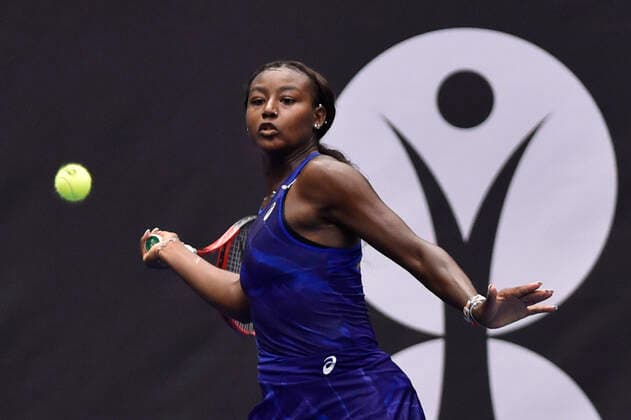 Alycia Parks of USA in action during the WTA, Tennis Damen Agel Open 2022 women s tennis tournament match against Maria Sakkari of Greece, on October 6, 2022, in Ostrava, Czech Republic. (CTKxPhoto JaroslavxOzana) CTKPhotoP2022100605510  JAO 05