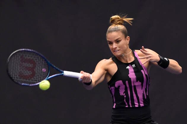 Maria Sakkari of Greece in action during the WTA, Tennis Damen Agel Open 2022 women s tennis tournament match against Alycia Parks of USA, on October 6, 2022, in Ostrava, Czech Republic. (CTKxPhoto JaroslavxOzana) CTKPhotoP2022100605503  JAO 01