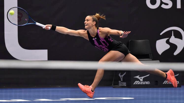 Maria Sakkari of Greece in action during the WTA, Tennis Damen Agel Open 2022 women s tennis tournament match against Alycia Parks of USA, on October 6, 2022, in Ostrava, Czech Republic. (CTKxPhoto JaroslavxOzana) CTKPhotoP2022100605504  JAO 03