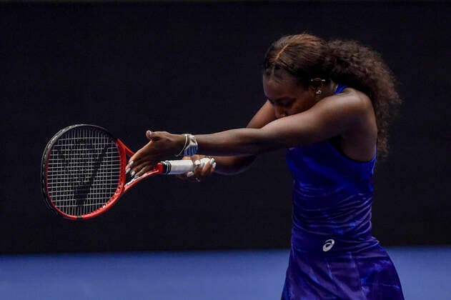 Alycia Parks of USA in action during the WTA, Tennis Damen Agel Open 2022 women s tennis tournament match against Maria Sakkari of Greece, on October 6, 2022, in Ostrava, Czech Republic. (CTKxPhoto JaroslavxOzana) CTKPhotoP2022100605829  JAO 11