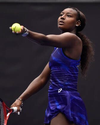 Alycia Parks of USA in action during the WTA, Tennis Damen Agel Open 2022 women s tennis tournament match against Maria Sakkari of Greece, on October 6, 2022, in Ostrava, Czech Republic. (CTKxPhoto JaroslavxOzana) CTKPhotoP2022100606064  JAO 13