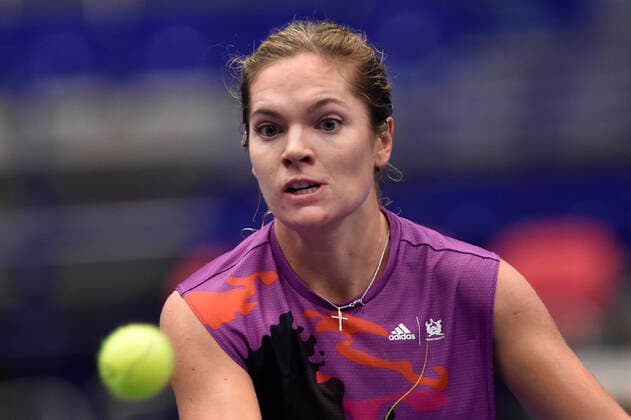 Catherine McNally of USA in action during the WTA, Tennis Damen Agel Open 2022 women s tennis tournament match against Czech Karolina Muchova, on October 6, 2022, in Ostrava, Czech Republic. (CTKxPhoto JaroslavxOzana) CTKPhotoP2022100607658  JAO 26