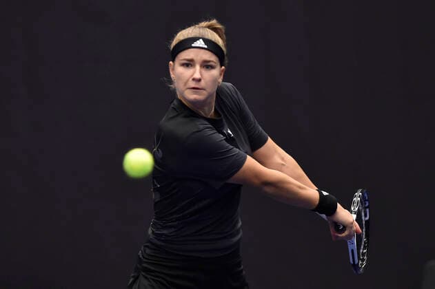 Czech Karolina Muchova in action during the WTA, Tennis Damen Agel Open 2022 women s tennis tournament match against Catherine McNally of USA, on October 6, 2022, in Ostrava, Czech Republic. (CTKxPhoto JaroslavxOzana) CTKPhotoP2022100607068  JAO 16