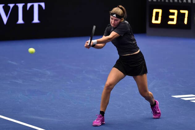 Czech Karolina Muchova in action during the WTA, Tennis Damen Agel Open 2022 women s tennis tournament match against Catherine McNally of USA, on October 6, 2022, in Ostrava, Czech Republic. (CTKxPhoto JaroslavxOzana) CTKPhotoP2022100607661  JAO 28