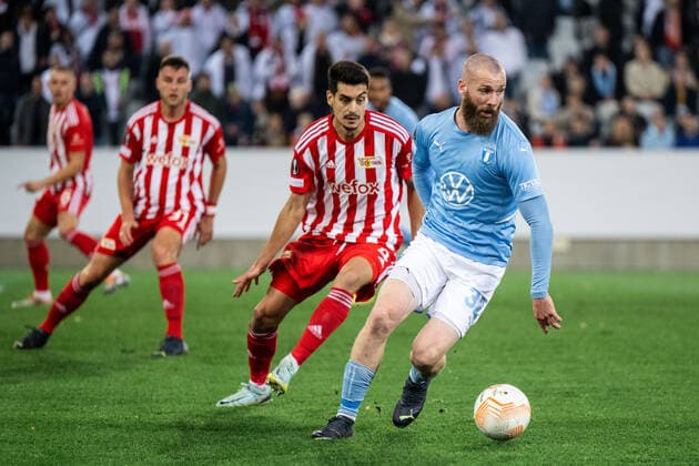 221006 Diogo Leite of Union Berlin and Jo Inge Berget of Malmö FF during the UEFA Europa League match between Malmö FF and Union Berlin on October 6, 2022 in Malmö Photo Petter Arvidson BILDBYRAN code PA PA0409 football football soccer fotball uefa europa league malmö ff union berlin bbeng,  Copyright: PETTERxARVIDSON BB221006PA047