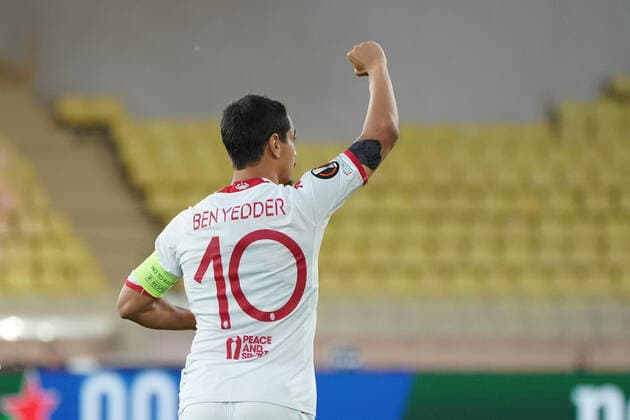 Joie - Wissam Ben Yedder (AS Monaco) FOOTBALL : AS Monaco vs Trabzonspor - Ligue Europa - Phase de groupe - Monaco - 06 10 2022 NorbertScanella Panoramic 
