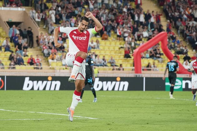 Joie - Wissam Ben Yedder (AS Monaco) FOOTBALL : AS Monaco vs Trabzonspor - Ligue Europa - Phase de groupe - Monaco - 06 10 2022 NorbertScanella Panoramic 