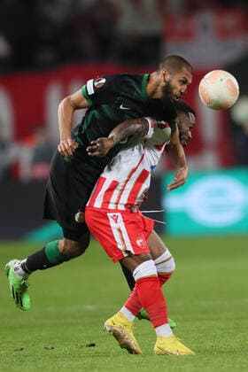 CRVENA ZVEZDA vs FERENCVAROS AISSA LAIDOUNI vs GUELOR KANGA football Crvena zvezda vs Ferencvaros UEFA Europa league Rajko Mitic stadium, Belgrad 06.10.2022. Foto: FOOTBALL, UEFA EUROPA LEAGUE, CRVENA ZVEZDA, RED STAR, FERENCVAROS Belgrade Rajko Mitic stadium Serbia Copyright: xMarkoxMetlas xMNxPressx