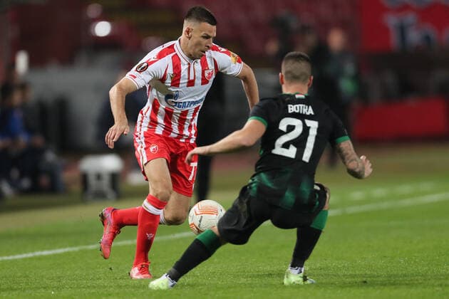 CRVENA ZVEZDA vs FERENCVAROS MARKO GOBELJIC vs ENDRE BOTKA football Crvena zvezda vs Ferencvaros UEFA Europa league Rajko Mitic stadium, Belgrad 06.10.2022. Foto: FOOTBALL, UEFA EUROPA LEAGUE, CRVENA ZVEZDA, RED STAR, FERENCVAROS Belgrade Rajko Mitic stadium Serbia Copyright: xMarkoxMetlas xMNxPressx