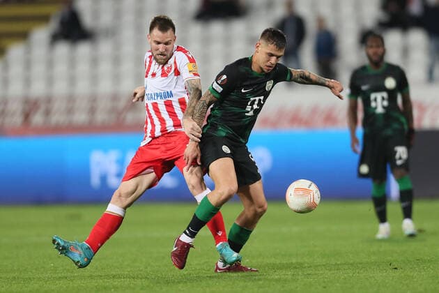 CRVENA ZVEZDA vs FERENCVAROS ALEKSANDAR KATAI vs MUHAMED BESIC football Crvena zvezda vs Ferencvaros UEFA Europa league Rajko Mitic stadium, Belgrad 06.10.2022. Foto: FOOTBALL, UEFA EUROPA LEAGUE, CRVENA ZVEZDA, RED STAR, FERENCVAROS Belgrade Rajko Mitic stadium Serbia Copyright: xMarkoxMetlas xMNxPressx