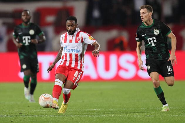 CRVENA ZVEZDA vs FERENCVAROS GUELOR KANGA vs KRISTOFFER ZACHARIASSEN football Crvena zvezda vs Ferencvaros UEFA Europa league Rajko Mitic stadium, Belgrad 06.10.2022. Foto: FOOTBALL, UEFA EUROPA LEAGUE, CRVENA ZVEZDA, RED STAR, FERENCVAROS Belgrade Rajko Mitic stadium Serbia Copyright: xMarkoxMetlas xMNxPressx