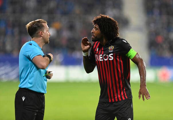 Dante of Nice, right, during the UEFA Conference League, 3rd round, Group D match 1. FC Slovacko vs OGC Nice in Uherske Hradiste, Czech Republic, October 6, 2022. (CTKxPhoto DaliborxGluck) CTKPhotoP2022100609235  dg009