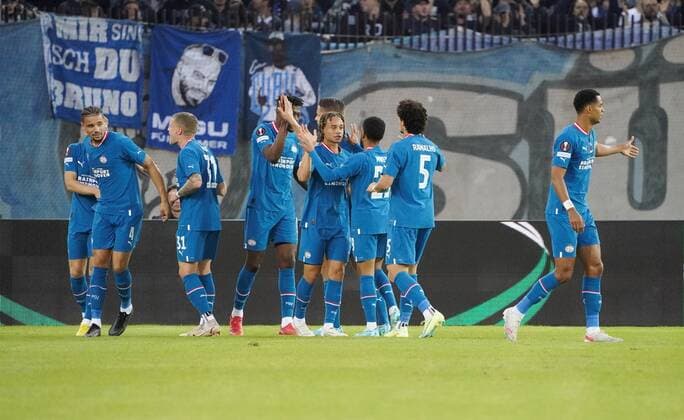 Photo Manuel Geisser 06 10 2022 stadium Letzigrund football season 2022 2023 Europa League group stage FC Zuerich PSV Eindhoven picture goal celebration PSV Eindhoven Zurich - PSV  x18681701x Copyright: