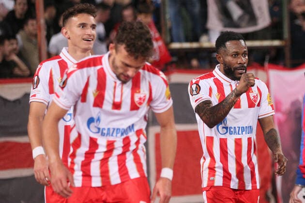 CRVENA ZVEZDA vs FERENCVAROS STEFAN MITROVIC, STRAHINJA ERAKOVIC, GUELOR KANGA football Crvena zvezda vs Ferencvaros UEFA Europa league Rajko Mitic stadium, Belgrad 06.10.2022. Foto: FOOTBALL, UEFA EUROPA LEAGUE, CRVENA ZVEZDA, RED STAR, FERENCVAROS Belgrade Rajko Mitic stadium Serbia Copyright: xMarkoxMetlas xMNxPressx