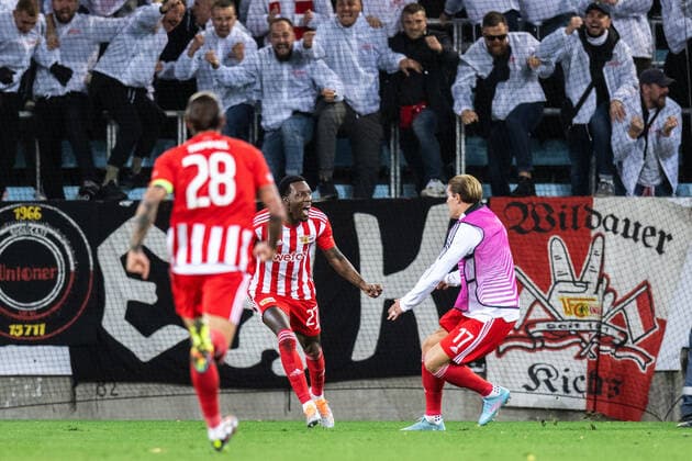 221006 Sheraldo Becker of Union Berlin celebrates after 0 1 during the UEFA Europa League match between Malmö FF and Union Berlin on October 6, 2022 in Malmö Photo Petter Arvidson BILDBYRAN code PA PA0409 football football soccer fotball uefa europa league malmö ff union berlin bbeng jubel,  Copyright: PETTERxARVIDSON BB221006PA129