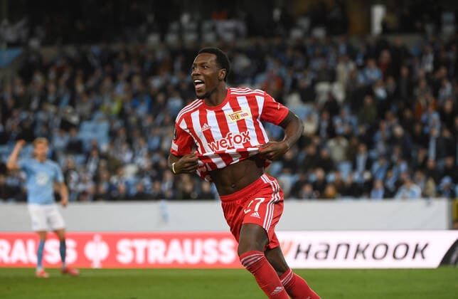 Football, men, season 2022 2023, Europa League, Malmö FF 1 FC Union Berlin group stage, group D, matchday 3 , Sheraldo Becker 1 FC Union , cheering after goal to 1 0, 06 10 2022, Copyright: xMatthiasxKochx