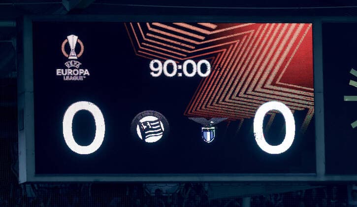 SOCCER - UEFA EL, Sturm vs Lazio GRAZ,AUSTRIA,06.OCT.22 - SOCCER - UEFA Europa League, SK Sturm Graz vs SS Lazio Roma. Image shows the scoreboard.  GEPAxpictures xHansxOberlaender