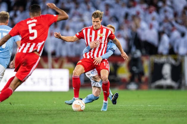 221006 Kevin Behrens of Union Berlin and Anders Christiansen of Malmö FF during the UEFA Europa League match between Malmö FF and Union Berlin on October 6, 2022 in Malmö Photo Petter Arvidson BILDBYRAN code PA PA0409 football football soccer fotball uefa europa league malmö ff union berlin bbeng,  Copyright: PETTERxARVIDSON BB221006PA144
