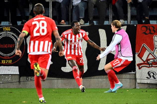 MALMÖ 20221006 Union Berlins Sheraldo Becker celebrates after scoring 1 0 in the 68th minute of Thursdays Europa League, Group D soccer match between Malmö FF and FC Union Berlin at Eleda Stadium New Malmö Stadion Malmö Sweden FOOTBALL x50090x,  Copyright: xJohanxNilsson TTx EUROPA LEAGUE MALMÖ FF-UNION BERLIN
