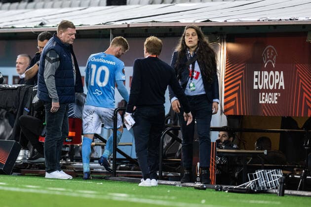 221006 Anders Christiansen of Malmö FF looks dejected after the UEFA Europa League match between Malmö FF and Union Berlin on October 6, 2022 in Malmö Photo Petter Arvidson BILDBYRAN code PA PA0409 football football soccer fotball uefa europa league malmö ff union berlin bbeng depp,  Copyright: PETTERxARVIDSON BB221006PA159