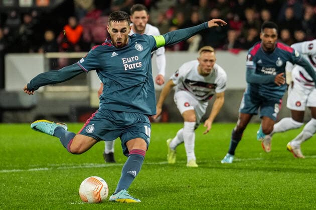 UEFA Europa League: FC Midtjylland v Feyenoord Herning - Orkun Kokcu of Feyenoord during the match between FC Midtjylland v Feyenoord at MCH Arena on 6 October 2022 in Herning, Denmark. Copyright: xTomxBodex