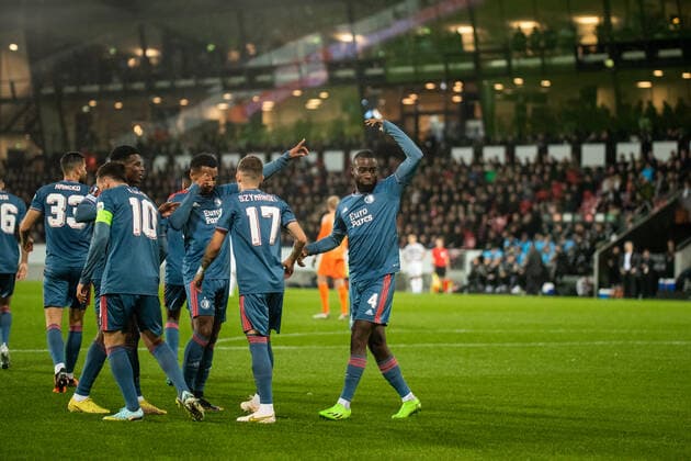 FC Midtjylland v Feyenoord, UEFA Europa League football, Herning, Denmark Herning, Denmark. 06th, October 2022. Sebastian Szymanski (17) of Feyenoord scores for 0-1 during the UEFA Europa League match between FC Midtjylland and Feyenoord at MCH Arena in Herning. Herning Denmark  Copyright: xGonzalesxPhoto BalazsxPopalx
