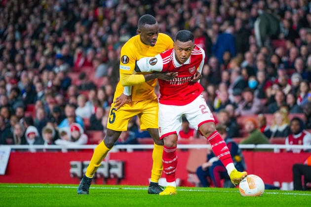 UEFA Europa League 2022 2023 Arsenal Bodo Glimt London, England 20221006 Marquinhos t h and Brice Wembangomo Europa League group stage match between Arsenal and Bodo Glimt at Emirates Stadium Photo Beate Oma Dahle NTB London England  Copyright: xBeatexOmaxDahlex xNTBx EDITORIAL USE ONLY. RESTRICTED USE FOR BETTING COMPANIES