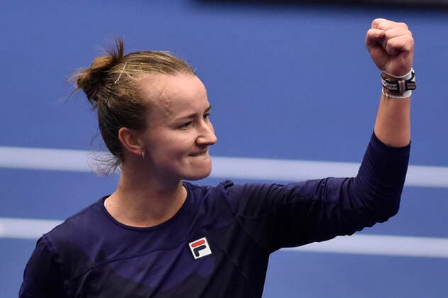 Barbora Krejcikova of Czech Republic reacts during the WTA, Tennis Damen Agel Open 2022 women s tennis tournament match against Alycia Parks of USA, on October 7, 2022, in Ostrava, Czech Republic. (CTKxPhoto JaroslavxOzana) CTKPhotoP2022100706754  JAO 14