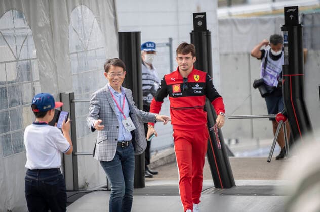 October 8, 2022, Suzuka, Mie, Japan: October 8, 2022: Suzuka Circuit, Mie Prefecture, JAPAN: CHARLES LECLERC of Ferrari 16 arrives at Qualifying Day for the Formula 1 Honda Japanese Grand Prix. Max Verstappen of Red Bull Racing qualified in pole position. Motorsports. Suzuka Japan - ZUMAb177 20221008_zap_b177_094 Copyright: xTaidghxBarronx