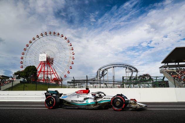 63 RUSSELL George (gbr), Mercedes AMG F1 Team W13, action during the Formula 1 Honda Japanese Grand Prix 2022, 18th round of the 2022 FIA Formula One World Championship, WM, Weltmeisterschaft from October 7 to 9, 2022 on the Suzuka International Racing Course, in Suzuka, Mie Prefecture, Japan - F1 - JAPANESE GRAND PRIX 2022 DPPI Panoramic  00122041__V2_7548