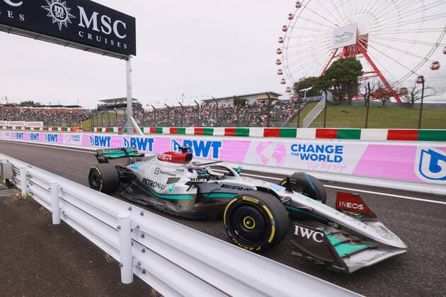 8th October 2022; Suzuka Circuit, Ino, Suzuka City, Mie Prefecture, Japan: FIA F1 Grand Prix of Japan, qualification day; Mercedes AMG Petronas F1 Team, George Russell  ActionPlus12433355 Octane