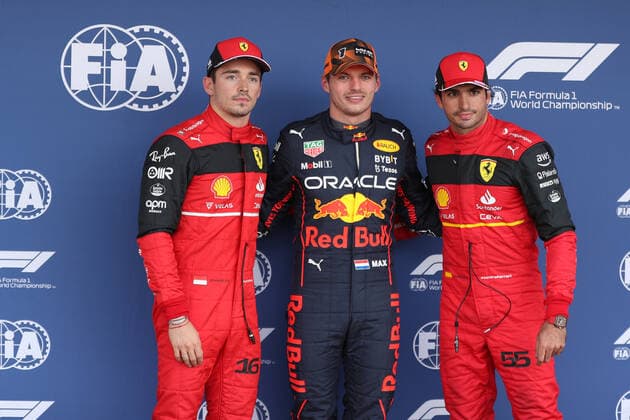 8th October 2022; Suzuka Circuit, Ino, Suzuka City, Mie Prefecture, Japan: FIA F1 Grand Prix of Japan, qualification day; Oracle Red Bull Racing, Max Verstappen takes pole ahead of Scuderia Ferrari, Charles Leclerc and Carlos Sainz  ActionPlus12433392 Octane