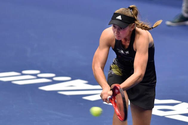Elena Rybakina of Kazakhstan in action during the WTA, Tennis Damen Agel Open 2022 women s tennis tournament match against Barbora Krejcikova of Czech Republic, on October 8, 2022, in Ostrava, Czech Republic. (CTKxPhoto JaroslavxOzana) CTKPhotoP2022100803874  JAO 15
