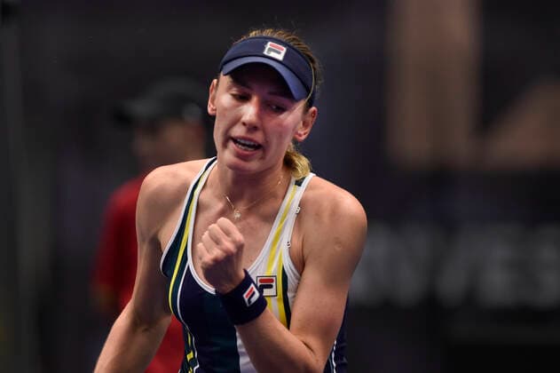 Ekaterina Alexandrova of Russia reacts during the WTA, Tennis Damen Agel Open 2022 women s tennis tournament match against Iga Swiatek of Poland, on October 8, 2022, in Ostrava, Czech Republic. (CTKxPhoto JaroslavxOzana) CTKPhotoP2022100804913  JAO 36