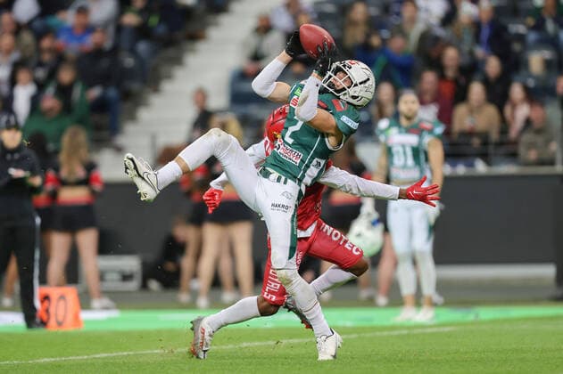 Potsdam Royals Schwäbisch Hall Unicorns, German Bowl XLIII interception by Alex Spillum Unicorns, 2 final of the erima GFL between the Potsdam Royals and the Schwäbisch Hall Unicorns on 8 October 2022 at Deutsche Bank Park in Frankfurt am Main , Frankfurt am Main Hesse Germany Deutsche Bank Park