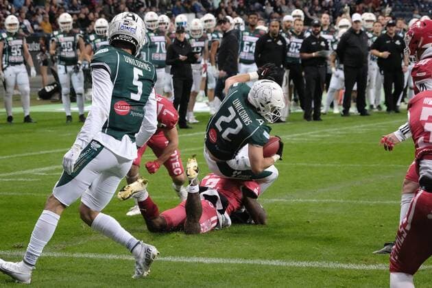 08 10 2022 xkhx Frankfurt am Main, Deutsche Bank Park, German Football League GFL Erima German Bowl XLIII Final Potsdam Royals Schwäbisch Hall Unicorns Mikey Alfieri 22, Schwäbisch Hall Unicorns