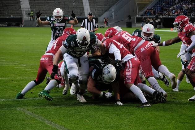 08 10 2022 xkhx Frankfurt am Main, Deutsche Bank Park, German Football League GFL Erima German Bowl XLIII Final Potsdam Royals Schwäbisch Hall Unicorns Bryce Nunnelly 1, Schwäbisch Hall Unicorns