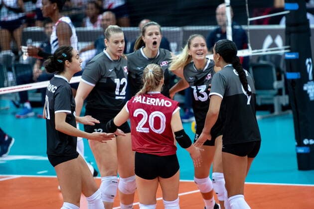 LODZ. 08.10.2022 MISTRZOSTWA SWIATA W SIATKOWCE KOBIET MECZ : DOMINIKANA - KANADA --- FIVB VOLLEYBALL WOMEN World Championship, WM, Weltmeisterschaft 2022 MATCH: DOMINICAN REPUBLIC - CANADA N Z REPREZENTACJA KANADY TEAM CANADA JENNIFER CROSS KIERA VAN RYK FOT. PAWEL PIOTROWSKI 400mm.pl NEWSPIX.PL --- Newspix.pl POLAND OUT!  20221008__PAP031