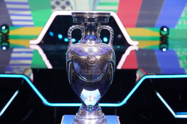 Henri Delaunay Cup on stage at the draw of the qualifying groups for the European Championship 2024 in the Festhalle Frankfurt 09 10 2022 EURO2024 Qualifying Draw EM 2024 Draw of the qualifying groups, Festhalle Frankfurt