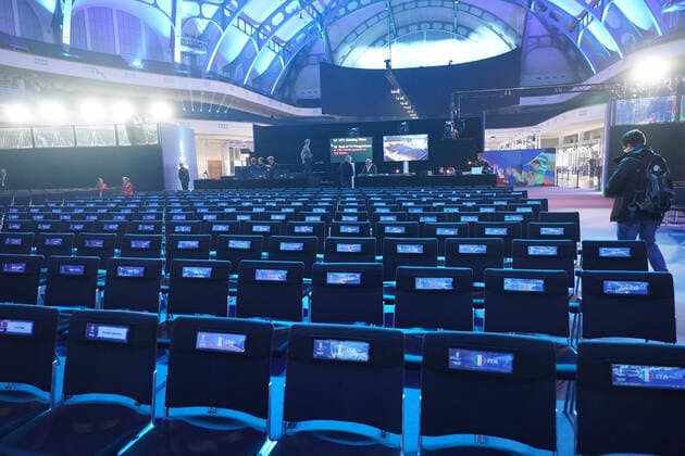 Places delegations at the draw of the qualifying groups for the European Championship 2024 in the Frankfurt Festhalle Frankfurt 09 10 2022 EURO2024 Qualifying Draw EM 2024 Draw of the qualifying groups, Festhalle Frankfurt