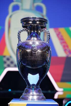 Henri Delaunay Cup on stage at the draw of the qualifying groups for the European Championship 2024 in the Festhalle Frankfurt 09 10 2022 EURO2024 Qualifying Draw EM 2024 Draw of the qualifying groups, Festhalle Frankfurt