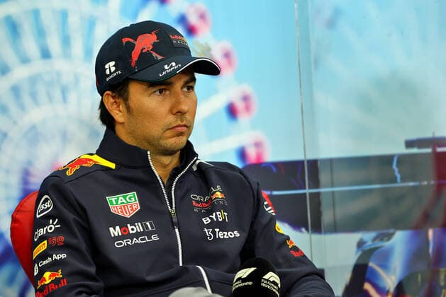 Sergio Perez (MEX) Red Bull Racing, portrait in the post race FIA press conference, PK, Pressekonferenz during the Formula 1 Honda Japanese Grand Prix 2022, 18th round of the 2022 FIA Formula One World Championship, WM, Weltmeisterschaft from Octobre 7 to 9, 2022 on the Suzuka International Racing Course, in Suzuka, Mie Prefecture, Japan - F1 - JAPANESE GRAND PRIX 2022 - RACE DPPI Panoramic  JAPAN_SUNDAY_FIA_PRESS_CONF_02