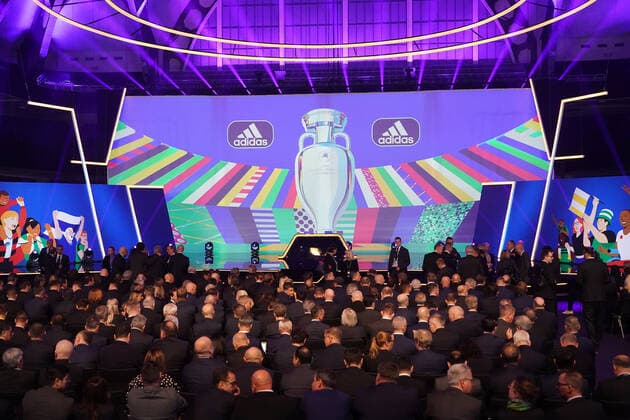 Draw of the qualifying groups for the European Championship 2024 in the Festhalle Frankfurt 09 10 2022 EURO2024 Qualifying Draw EM 2024 Draw of the qualifying groups, Festhalle Frankfurt