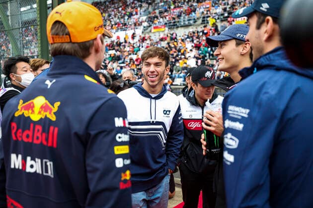 1 Max Verstappen NLD, Oracle Red Bull Racing , 10 Pierre Gasly FRA, Scuderia AlphaTauri , 63 George Russell GBR, Mercedes AMG Petronas F1 Team , F1 Grand Prix of Japan at Suzuka International Racing Course on October 9, 2022 in Suzuka, Japan Photo by HOCH ZWEI Suzuka Japan