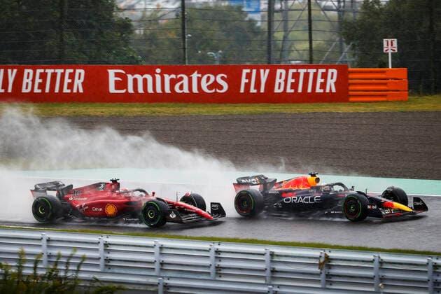 16 Charles Leclerc MCO, Scuderia Ferrari , 1 Max Verstappen NLD, Oracle Red Bull Racing , F1 Grand Prix of Japan at Suzuka International Racing Course on October 9, 2022 in Suzuka, Japan Photo by HOCH ZWEI Suzuka Japan