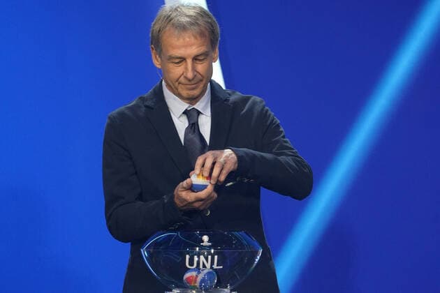 Jürgen Klinsmann Germany at the UEFA Nations League draw for the qualifying groups for the European Championship 2024 at the Festhalle Frankfurt 09 10 2022 EURO2024 Qualifying Draw EM 2024 draw for the qualifying groups, Festhalle Frankfurt